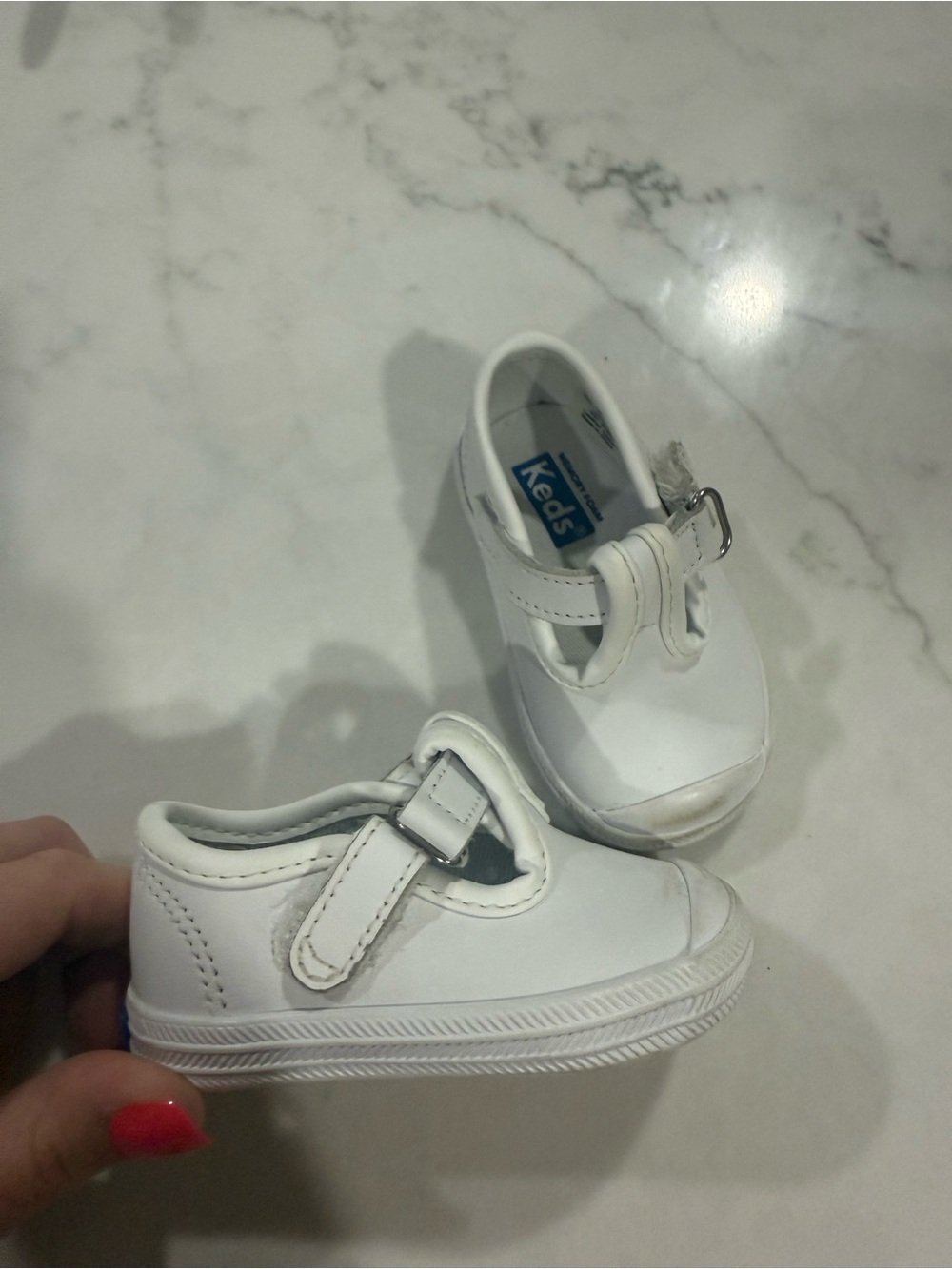 Keds White Kids Hook-and-Loop Mary Jane Sneakers